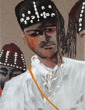 ALDO MONDINO Torino 04/10/1938 - 10/03/2005 Gnawa olio su linoleum cm. 80x60,...