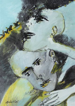 REMO BRINDISI Roma 25/04/1918 - Milano 25/07/1996 Maternità, anni '80 olio su...