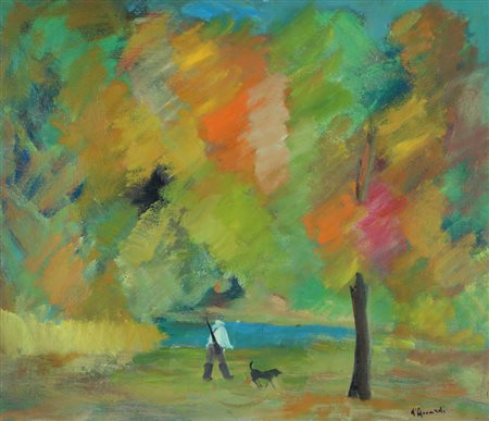 GIANRODOLFO D’ACCARDI Palermo 1906 - Milano 01/09/1993 Cacciatore nel bosco...