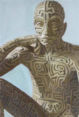 RABARAMA Roma 1969 Trans-corso, 2001 olio su tela cm. 90x60, firma e anno in...