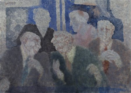 REMO SQUILLANTINI Stia (Ar) 1920 - Firenze 06/08/1996 Personaggi olio su tela...