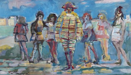 MINO MACCARI Siena 24/11/1898 - Roma 17/06/1989 La mascherata olio su tela...