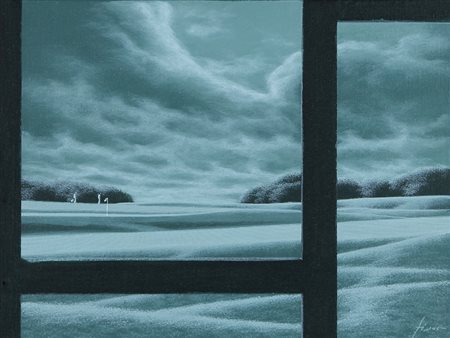 DANIELE FISSORE Savigliano (Cn) 1947 Green grigio olio su tela cm. 30x40,...