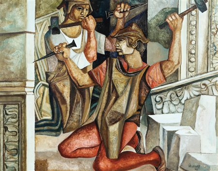 LUCIO RANUCCI Perledo (Co) 1924 Gli scalpellini del Duomo di Milano, 1986...