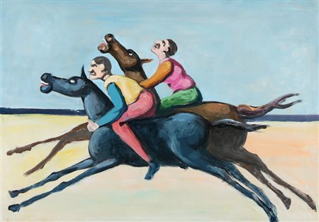 POMPEO BORRA Milano 28/01/1898 - Milano 05/11/1973 Cavalieri sulla spiaggia,...