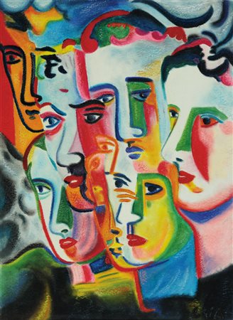 SANDRO CHIA Firenze 20/04/1946 Figure olio e tecnica mista su carta cm....