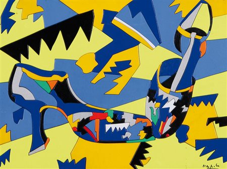 UGO NESPOLO Mosso Santa Maria (Bi) 29/08/1941 Le scarpette sghembe acrilico e...