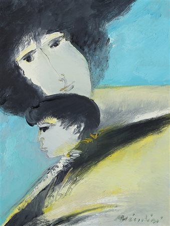 REMO BRINDISI Roma 25/04/1918 - Milano 25/07/1996 Maternità, anni '80 olio su...