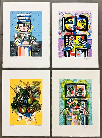 IBRAHIM KODRA (1918-2006) - Lotto unico di 4 litografie: