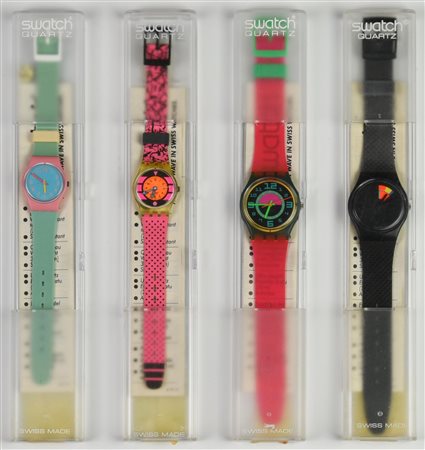 LOTTO DI QUATTRO SWATCH, 1989 composto da: -SWATCH WAIKIKI BEACH mod. AQUA...