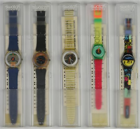 LOTTO DI CINQUE SWATCH, 1988 composto da: -SWATCH WAIKIKI BEACH, mod....