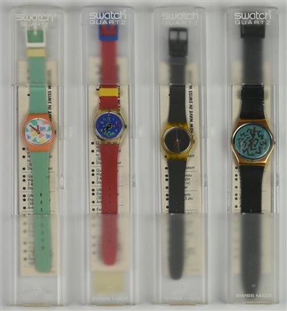 LOTTO DI QUATTRO SWATCH, 1988 composto da: -SWATCH LOLLYPOP, mod. BLUE LOLLY,...