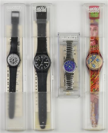 LOTTO DI QUATTRO SWATCH, 1990 composto da: -SWATCH MIDNIGHT VISIT, mod. BLACK...