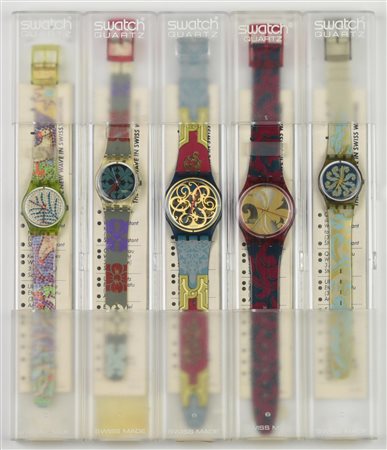 LOTTO DI CINQUE SWATCH, 1990 composto da: -SWATCH MOSAIQUES, mod. BYZANTHIUM,...