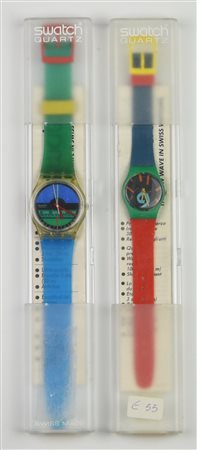 LOTTO DI DUE SWATCH, 1986 composto da: -SWATCH AQUA LOVE, mod. NAUTILUS, cod....