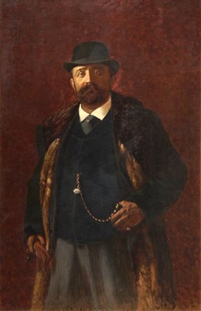 Augusto Valli "Ritratto del Sig. Vincenzi" 
olio su tela (cm 130x80)
firmato in