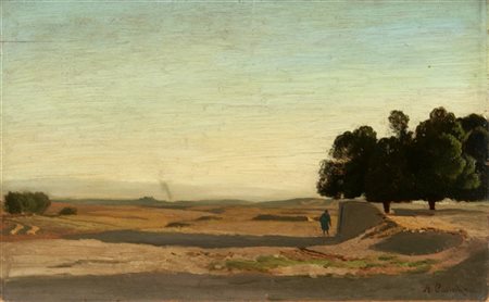 Alberto Pasini "Paesaggio orientale" 
olio su compensato (cm 22,5x36,5)
reca fir
