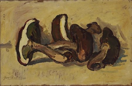 Giovanni Bartolena "Composizione con funghi" 
olio su compensato (cm 30,5x47)
fi