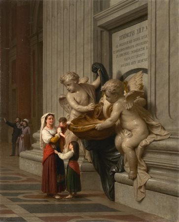 Raffaele Casnedi "Benedizione - Basilica di San Pietro, Roma" 
olio su tela (cm