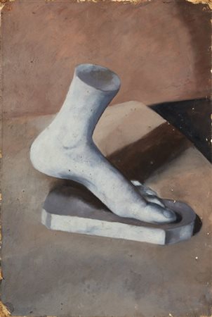 Ida Donati "Studio di frammento di scultura di piede" 
olio su cartone (cm 48x31