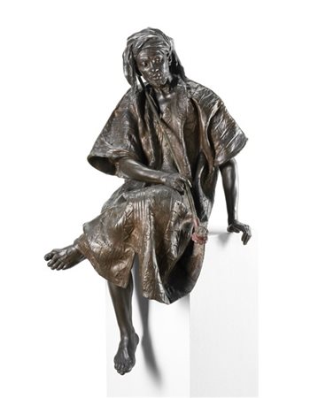 Gaston Veuvenot Leroux "Il fumatore" 
scultura in bronzo (cm 87x40)
firmata al r