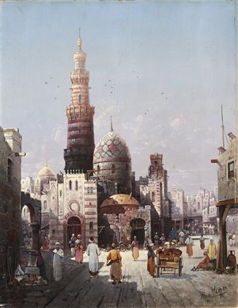 August Von Siegen "Cairo" 
olio su tavola (cm 52,5x40)
firmato in basso a destra