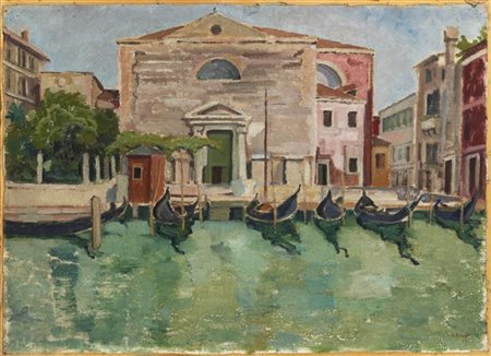 Bernardino Palazzi "La Chiesa di San Marcuola - Venezia" 1939
olio su cartone te