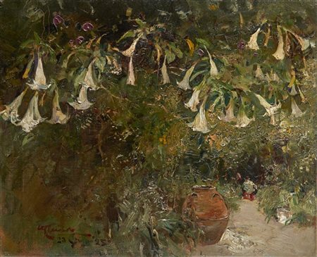 Giuseppe Casciaro "Nel mio giardino" 23 giugno 1925
olio su tela (cm 37x45)
firm