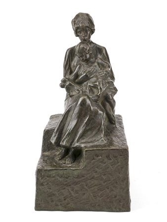 Sante Callegari "Maternità" 
scultura in bronzo (cm 40x22x18,5) 
firmato in bass