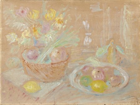 Pio Semeghini "Natura morta" 
olio su compensato (cm 37x50)
firmato in basso a d