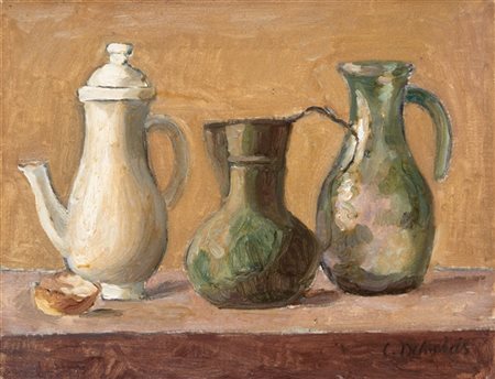 Cristoforo De Amicis "Natura morta col vaso verde" 
olio su tela (cm 35x45)
firm