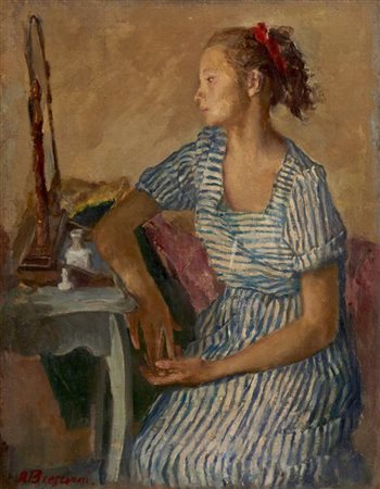 Antonio Bresciani "Fanciulla allo specchio" olio su tela (cm 60x47)firmato i