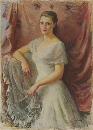 Contardo Barbieri "Ritratto di signora" 
olio su tela (cm 112x80)
firmato in bas