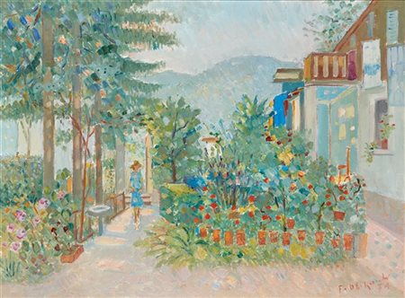 Francesco De Rocchi "Giardino della casa del dottore" Valsassina 1974
olio su te