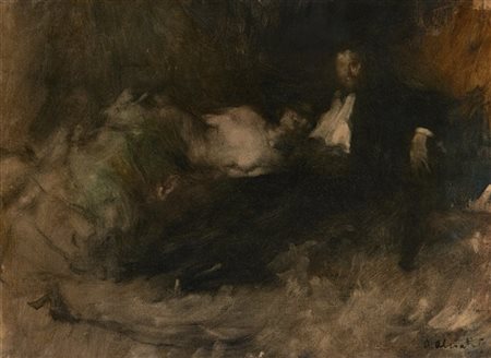 Ambrogio Antonio Alciati "Gli amanti" 
olio su tela (cm 40x54)
firmato in basso