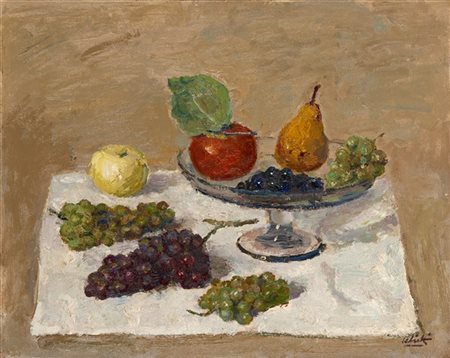 Alberto Salietti "Composizione con frutta" 
olio su cartone (cm 38,5x48)
firmato