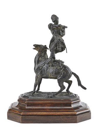 Evgeni Alexandrovich Lanceray "L'attacco del cosacco" 
scultura in bronzo poggia