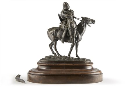 Evgeni Alexandrovich Lanceray "La partenza del cosacco" 
scultura in bronzo pogg