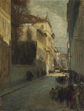 Antonio Piatti "L'uscita dalla scuola in Corso Porta Nuova" 1912
olio su tela (c