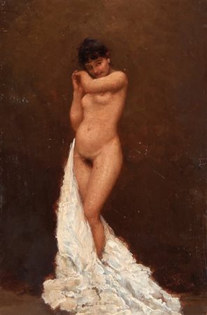 Luigi Nono "Nudo femminile" 1876
olio su tavola (cm 30x22)
firmato e datato in b
