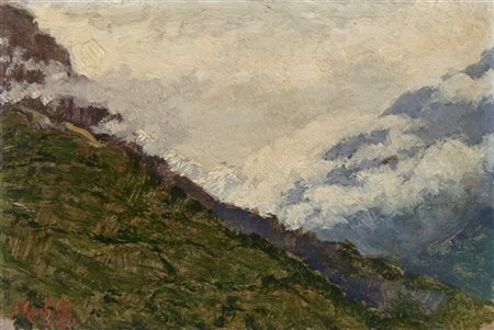 Angelo Morbelli "Monte Lera" 
olio su tavoletta (cm 15,5x23)
firmato in basso a