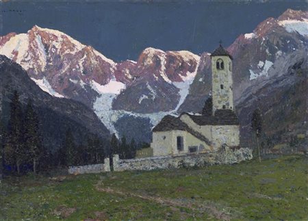 Cesare Maggi "La chiesa vecchia di Pecetto a Macugnaga" 1924
olio su cartone (cm