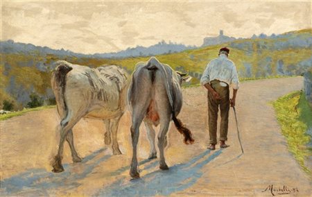 Angelo Morbelli "Ritorno alla stalla" 1889
olio su tela (cm 53x81)
firma e data