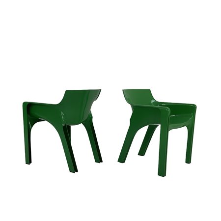 Vico  Magistretti - Coppia di poltrone Artemide, mod Gaudì, colore verde