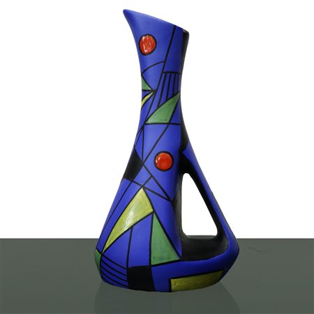 Deruta - Vaso in ceramica Deruta, Umbria, con decorazione geometrica su fondo blu