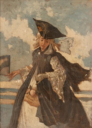 Nobildonna veneziana con tricorno e ventaglio   Mosè  Bianchi
