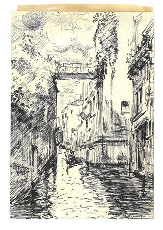 Veduta di canale veneziano   Giuseppe Miti Zanetti