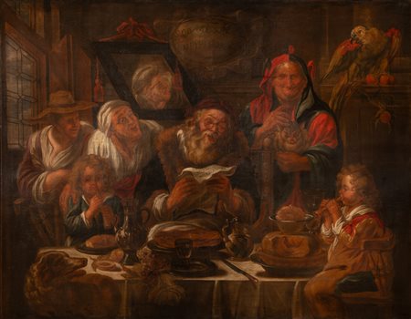 soo d'oude songen soo pypte di ongen (Come i vecchi cantano, così i giovani suonano)   Jacob Jordaens (cerchia di)