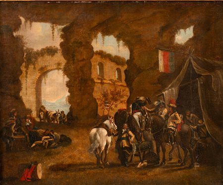 Riposo di cavalieri in una stazione di posta   Philips  Wouwerman (attribuito a)