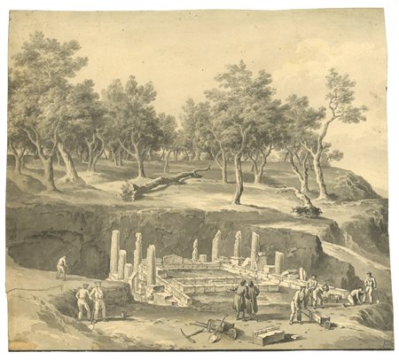 Scavi ad Ercolano    Anton Sminck Van Pitloo